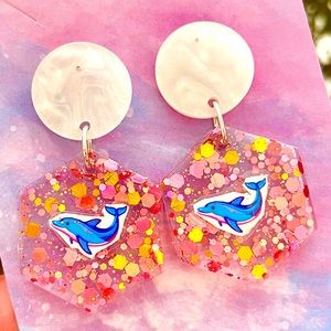 Lisa Frank Dolphin Acrylic Earrings